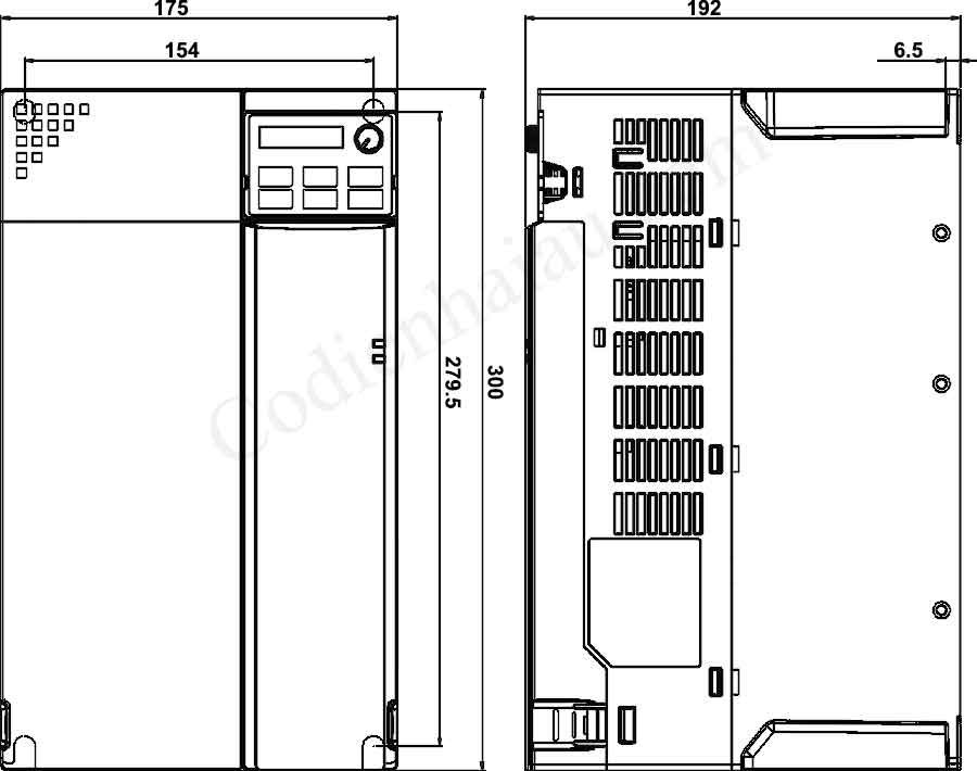 Kích thước lắp đặt biến tần Delta