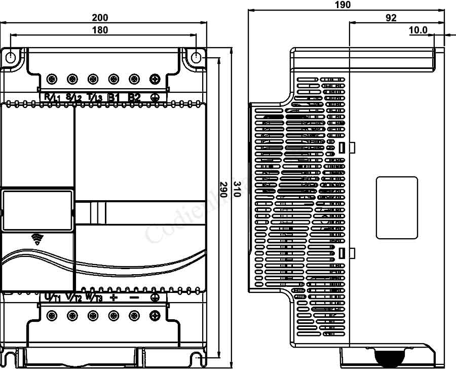 Kích thước lắp đặt biến tần Delta